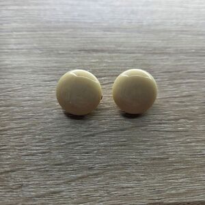 Givenchy Glossy Ivory Round Clip Earrings